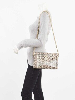 Gucci White/Black Snakeskin Ophidia Small Shoulder Bag